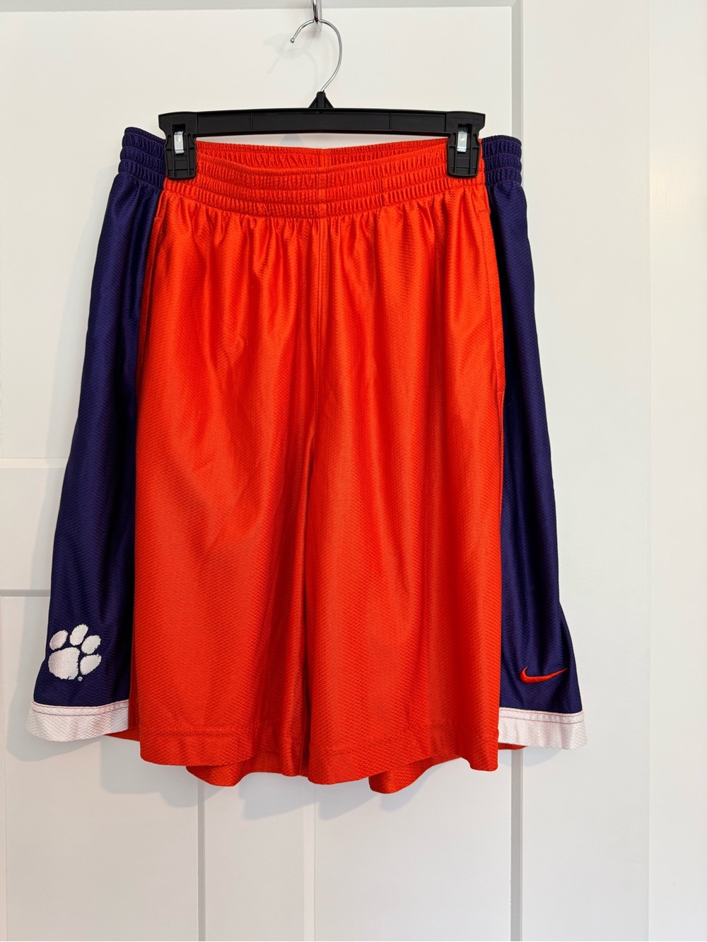 Nike Clemson Tigers Basketball Shorts Orange Purple Athletic Mesh Swoosh Logo XL